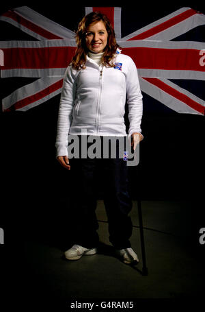 Il concorrente di Para-Dressage della Gran Bretagna Natasha Baker durante la fotocellula al Velodrome nel Parco Olimpico di Londra. Oltre 30 londinesi 2012 hopefuls si sono riuniti per prepararsi ai Giochi. Il Team 2012, presentato da Visa, sta raccogliendo fondi per 1,200 atleti britannici a www.team-2012.com. Foto Stock