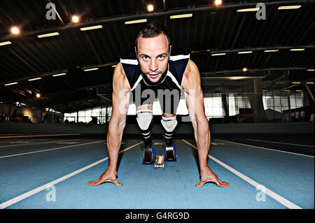 Atletica Leggera - Oscar Pistorius funzione - Lee Valley Centro di atletica Foto Stock