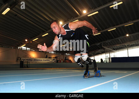 Atletica Leggera - Oscar Pistorius funzione - Lee Valley Centro di atletica Foto Stock