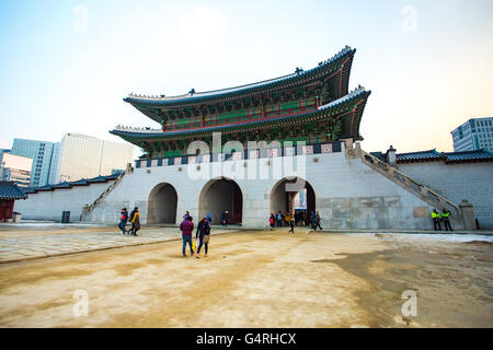 Il Palazzo Gyeongbokgung a Seul, in Corea del Sud. Foto Stock