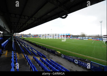 Calcio - fa Cup - terzo turno - Macclesfield Town / Bolton Wanderers - The Moss Rose Ground. Vista generale del Moss Rose Ground, sede della città di Macclesfield Foto Stock