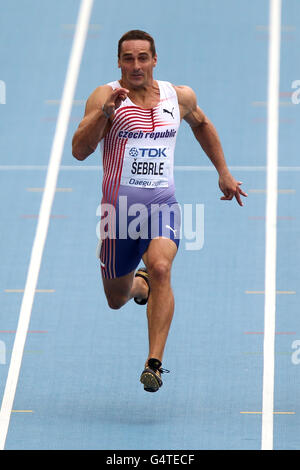 Atletica - Campionati del mondo IAAF 2011 - primo giorno - Daegu. Sebrle romana della Repubblica Ceca durante la parte 100m del decathlon maschile Foto Stock