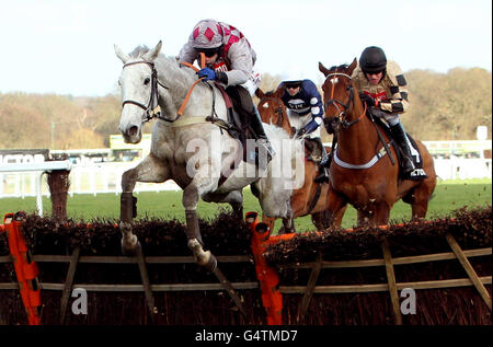 Smad Place, indescato da Wayne Hutchinson continua a vincere la Bet Mobile a BetVictor.com Holloway's Huddle in Victor Chandler Day all'Ascot Racecourse, Berkshire. Foto Stock