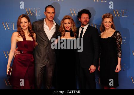 Andrea Riseborough, James D'Arcy, Madonna, Richard Coyle e Natalie Dammer arrivano per la prima inglese di W.E. a Odeon Kensington High Street, Londra. Foto Stock