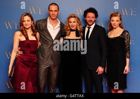 Andrea Riseborough, James D'Arcy, Madonna, Richard Coyle e Natalie Dammer arrivano per la prima inglese di W.E. a Odeon Kensington High Street, Londra. Foto Stock