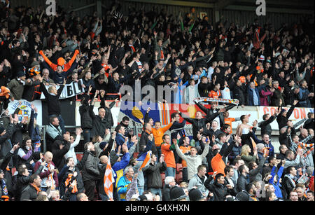 Calcio - Blue Square Premier - Playoff - Semifinale - seconda tappa - Wrexham v Luton Town - campo da corse. I fan di Luton Town festeggiano Foto Stock