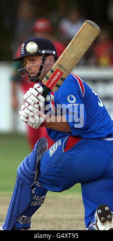 Zimbabwe / Inghilterra Ealham. L'inglese Mark Ealham trasuda, durante la partita di cricket internazionale di un giorno a Bulawayo, Zimbabwe. Foto Stock