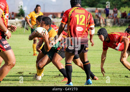 Isole di Cook, Aitutaki, Rugby gioco contro di Aitutaki Rarotonga Foto Stock