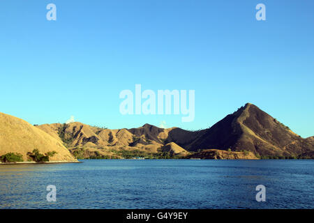 Parco Nazionale di Komodo, visto da the Waterside. Nusa Tenggara, Indonesia. Foto Stock