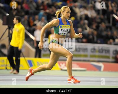 Atletica - Aviva Indoor UK Trials and Championships - Day One - English Institute of Sport. La Gran Bretagna Jessica Ennis compete nella finale del salto in alto delle donne Foto Stock