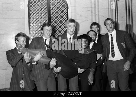 Los Angeles Giochi Olimpici 1984 - Gran Bretagna medaglia d'Oro - Savoy Hotel, Londra Foto Stock