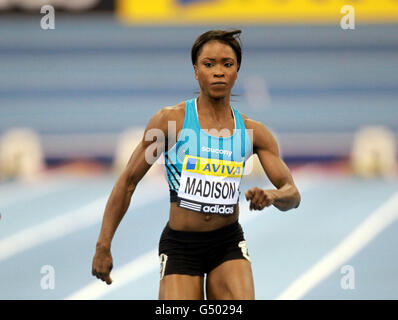 Atletica leggera - Aviva Grand Prix 2012 - National Indoor Arena. La Tianna Madison degli Stati Uniti compete nei 60 metri delle Donne durante il Gran Premio Aviva alla National Indoor Arena di Birmingham. Foto Stock