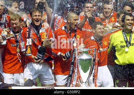 Man U v spinge il trofeo dei campioni Foto Stock