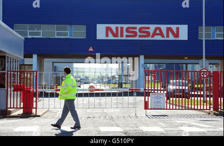 Una visione generale della fabbrica di Nissan a Sunderland, come il gigante giapponese auto oggi fornire un enorme impulso per l'economia annunciando piani per costruire un nuovo modello presso la sua fabbrica del Regno Unito sotto un programma di investimento £125 milioni, creando 2,000 nuovi posti di lavoro. Foto Stock