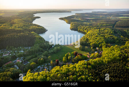 Vista aerea, Plau resort, Stuer, Meclemburgo Lake District, Meclemburgo Lake District, Meclemburgo Lake District, Germania,l'Europa Foto Stock