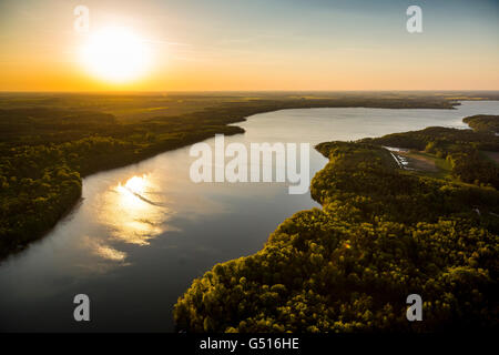 Vista aerea, Plau resort, Stuer, Meclemburgo Lake District, Meclemburgo Lake District, Meclemburgo Lake District, Germania, Foto Stock