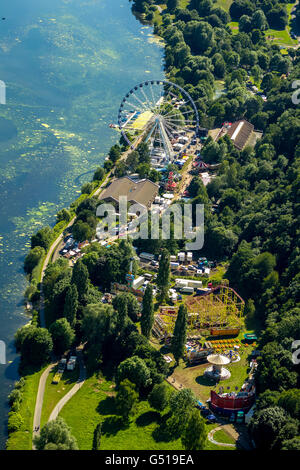 Vista aerea, divertimento su Gibilterra Kemnade, ruota panoramica del lago, serbatoio di Kemnader, Bochum, regione della Ruhr, Foto Stock