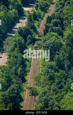 Vista aerea da Bredeney di Stadtwald variava danni, fermata del tram, Essen Stadtwald e la zona intorno al Lago Baldeneysee Foto Stock