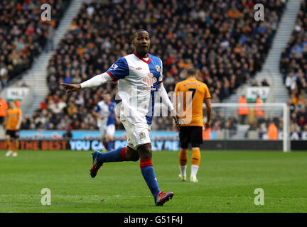 Il giovane Hoilett di Blackburn Rover celebra il suo secondo obiettivo il gioco Foto Stock