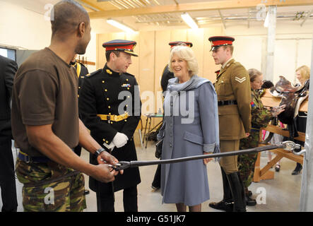 La duchessa di Cornovaglia visita al re della truppa cavallo Royal Artillery Foto Stock