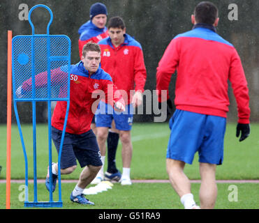 Rangers Steven Davis durante la sessione di allenamento al Murray Park, Glasgow. Foto Stock