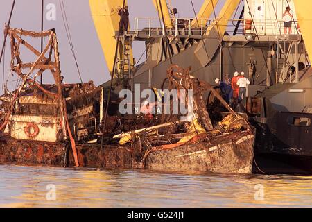 Solway lavoratori trebbiatrice Foto Stock