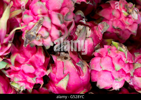 Pitaya, pitahaya o frutta di drago per la vendita in un mercato Foto Stock