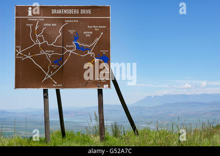 Sud Africa, KwaZulu-Natal, Uthukela DC, Infotafel alla unità di Drakensberg Foto Stock