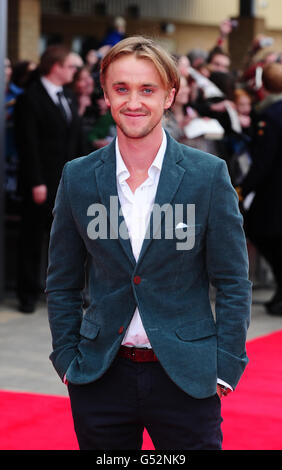 Tom Felton arriva alla grande apertura del Warner Brothers Studio Tour - The Making of Harry Potter, presso i Leavesdon Studios di Londra. Foto Stock