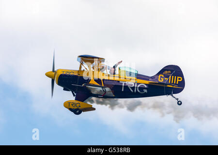 Regno Unito, Scozia, East Lothian, North Berwick, Trig Aerobatic Team saluta l'annuale Scotlands Airshow nazionali in Oriente Fortune Foto Stock