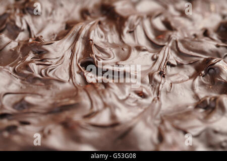 Close up foto del fuso e raffreddato il cioccolato Foto Stock