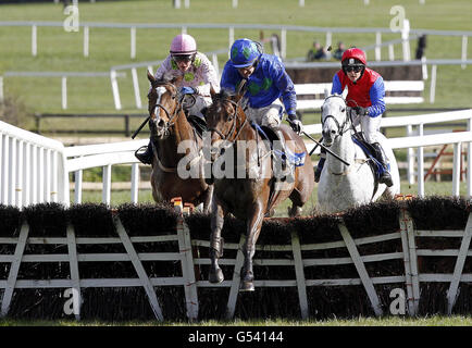 Hurricane Fly guidato da Ruby Walsh (a destra) salta l'ultimo a vincere il campione Rabobank ostacolo davanti a Zaidpour guidato da Paul Townend durante il giorno quattro del Punchestown Festival a Punchestown Racecourse, Naas. Foto Stock