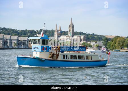 Fal crociere fluviali con Truro Cathedral in background Foto Stock