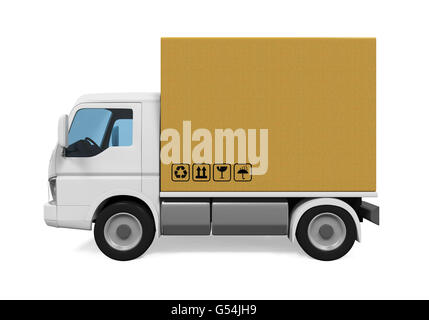 Consegna Van con scatola di cartone Foto Stock