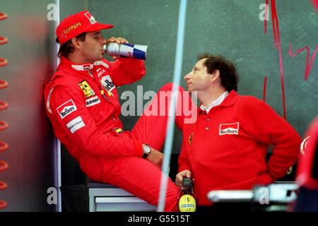 GRAN PREMIO D'ITALIA. GERHARD BERGER E IL BOSS DELLA FERRARI JEAN TODT Foto Stock