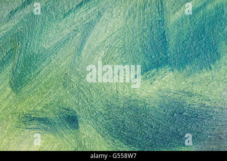 Abstract la pittura ad olio, sfondo verde frammento con tratti di pennello Foto Stock