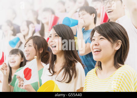 Gruppo di tifosi giapponesi Foto Stock