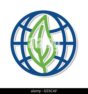 Foglia verde simbolo di messa a terra ecologia tutela ambientale disegno vettoriale illustrazione Illustrazione Vettoriale