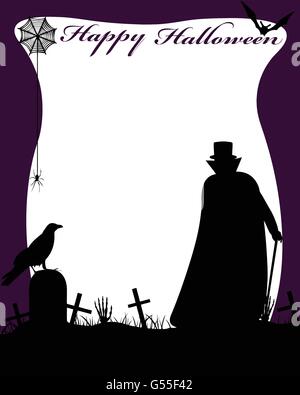 Halloween illustrazione con Dracula nel cimitero Illustrazione Vettoriale