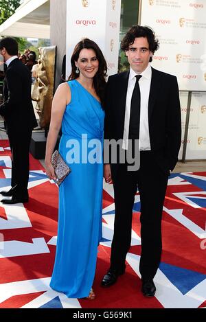 Louise Delamere e Stephen Mangan arrivano per i 2012 Arqiva British Academy Television Awards al Royal Festival Hall di Londra Foto Stock