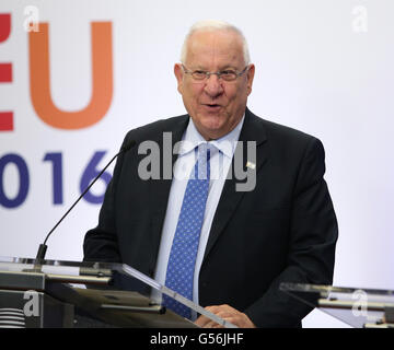 Bruxelles, Belgio. Il 21 giugno, 2016. Presidente Israele Rivin Reuven nel Consiglio europeo,Bruxelles Belgio Credito: Leonardo Hugo Cavallo/Alamy Live News Foto Stock