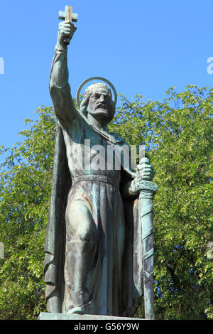 Ungheria Vác Vac Re Santo Stefano statua Szent István Foto Stock