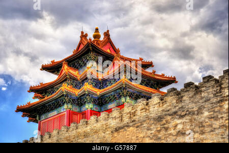 Torre di guardia della Città Proibita di Pechino Foto Stock