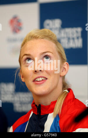 Imogen Bankier della Gran Bretagna durante una conferenza stampa alla London Stock Exchange di Londra. Foto Stock