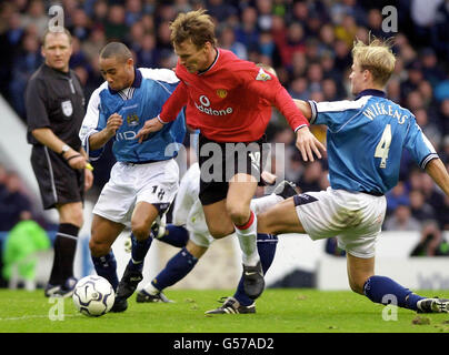 Man City v Man Utd Sheringham Foto Stock