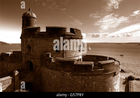 St.Mawes bicromia del castello Foto Stock