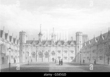 CAMBRIDGE: la seconda corte. St. John's College. Alcune cifre (Le Keux), c1842 Foto Stock