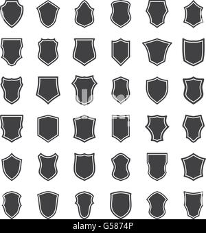 Set di protezioni nero icona protezione elementi illustrazione vettoriale Illustrazione Vettoriale