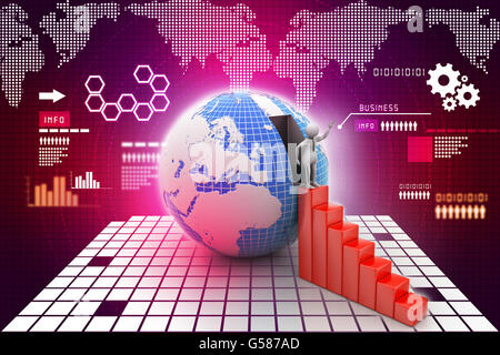 3d uomo andando alla crescita Foto Stock