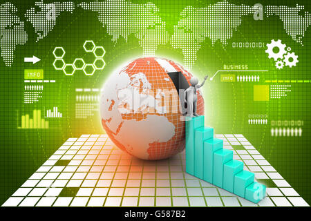 3d uomo andando alla crescita Foto Stock